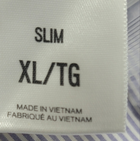 Express men slim fit blue white stripe button down shirt size XL - Picture 7 of 9